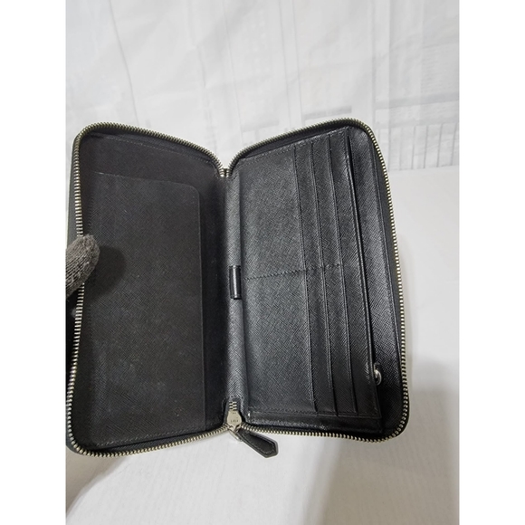 Prada Saffiano Leather Zip Around Wallet Black - Picture 12 of 13